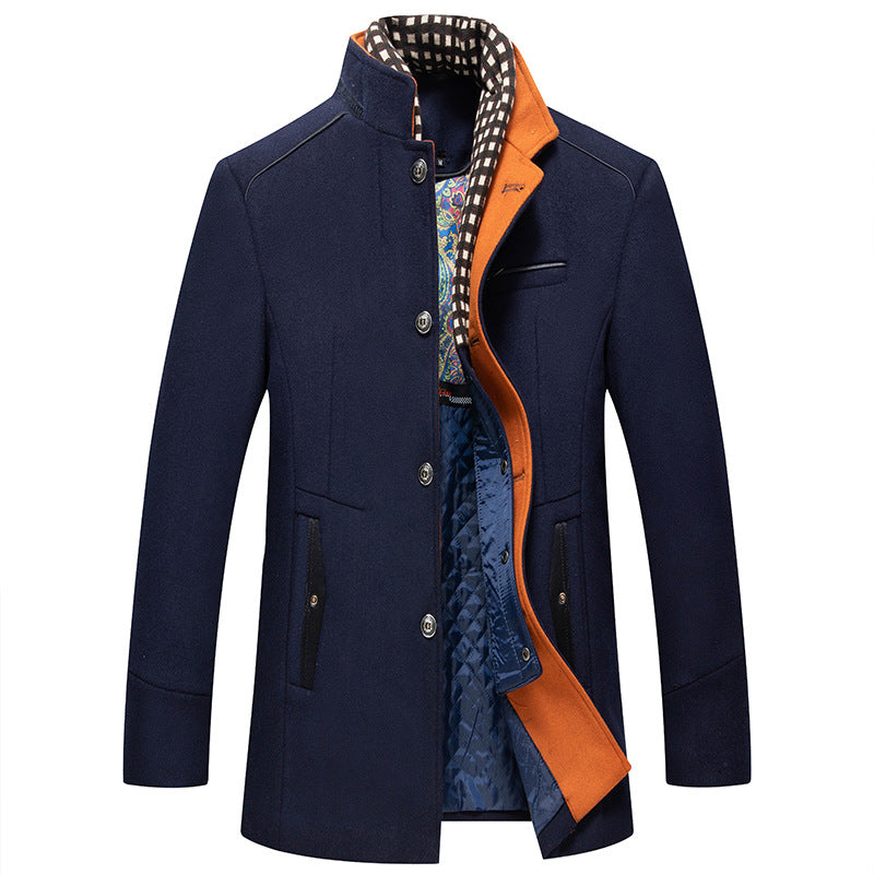 Emilio | Men's Winter Wool Blend Coat with Removable Scarf