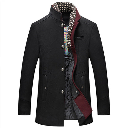 Emilio | Men's Winter Wool Blend Coat with Removable Scarf