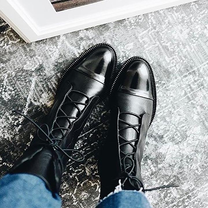 Elsa | Classic Leather Lace-Up Boots