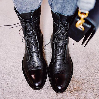 Elsa | Classic Leather Lace-Up Boots