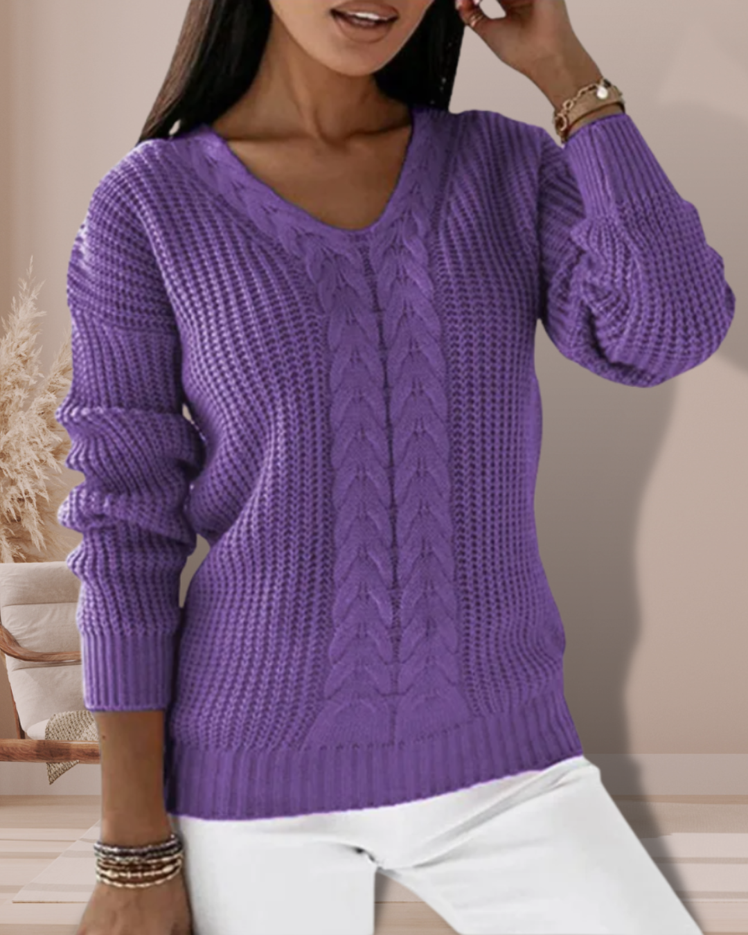 Harper™ | Elegant V-Neck Knit Sweater