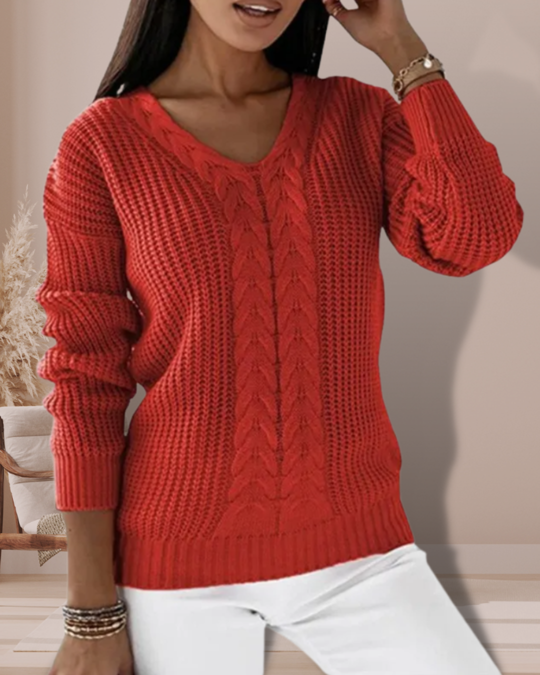 Harper™ | Elegant V-Neck Knit Sweater