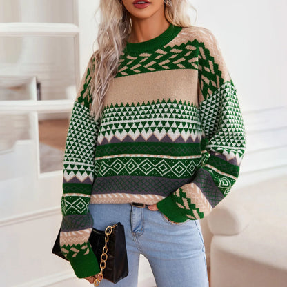 Harper™ | Retro Knit Contrast Sweater