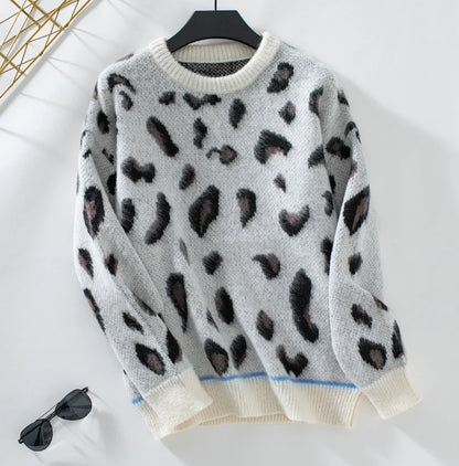 Harper™ | Leopard Print Wool Jacquard Sweater