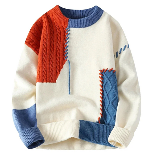 Harper New York | Men's Patchwork Design Sweater