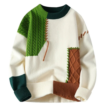 Harper New York | Men's Patchwork Design Sweater