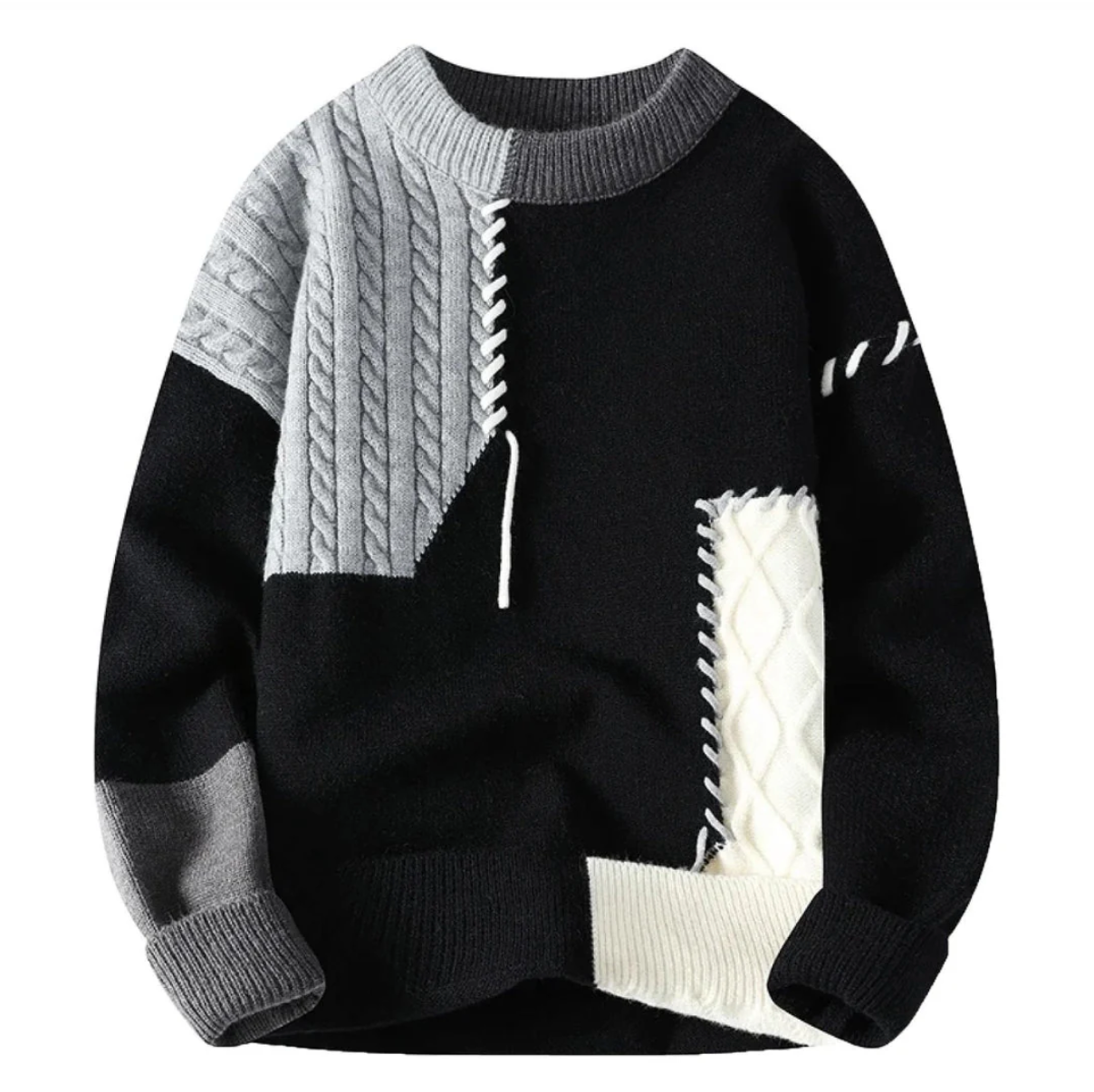 Harper New York | Men's Patchwork Design Sweater