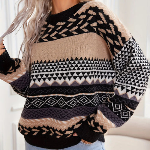 Harper™ | Retro Knit Contrast Sweater