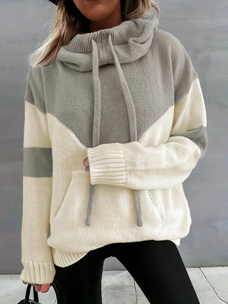 Rosa - Color Block Hoodie with Drawstring