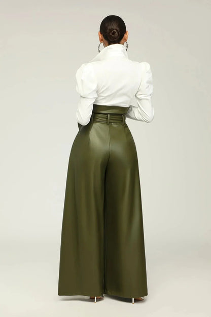 DILA | High-Waist Pants with Belt and Side Zipper