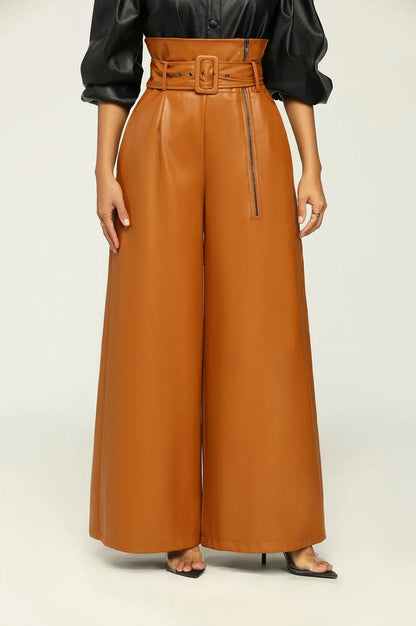 DILA | High-Waist Pants with Belt and Side Zipper